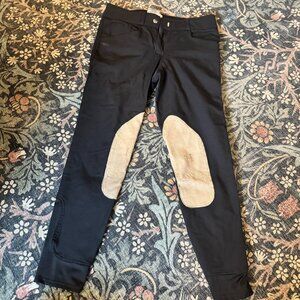 Smartpak Hadley Breeches Size 26 Black with Tan Suede Kneepatches